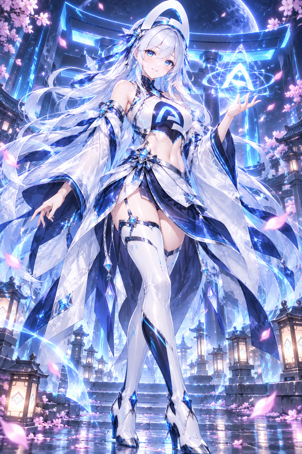 Arc Chan channeling a sigil in a futuristic shrine